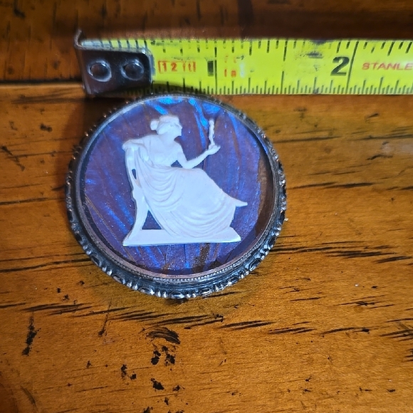 Jewelry - Vintage Cameo Brooch with Blue Background